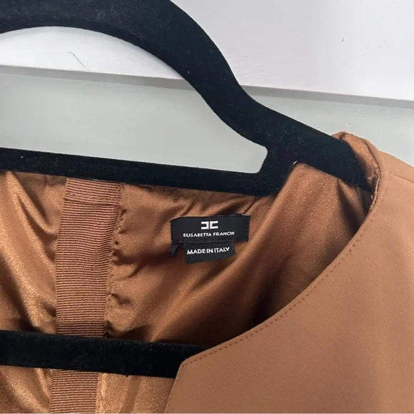 Elisabetta Franchi Abito Donna camel tan bodycon midi dress 40 EU or 6 usa - Picture 4 of 10